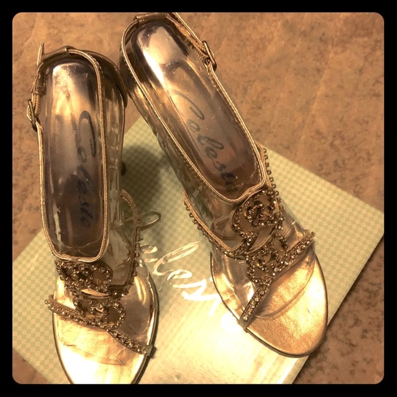 NEW, SEXY, ELEGANT-GOLD & RHINESTONE STILETTO’S - Picture 7 of 8